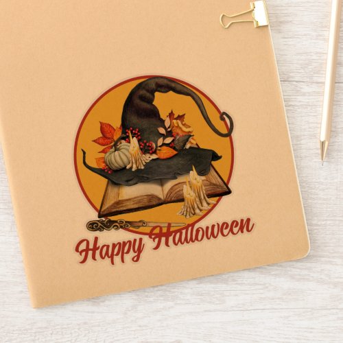 Witchs Hat  Spellbook Halloween Sticker