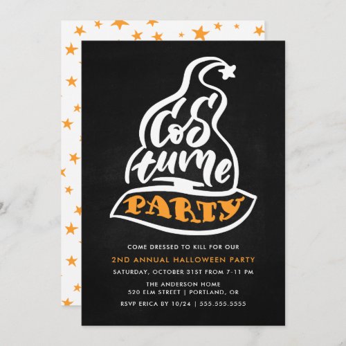 Witchs Hat Typography Halloween Party Invitation