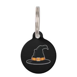 Witch's Hat With Orange Color Witch Hat Halloween Pet ID Tag