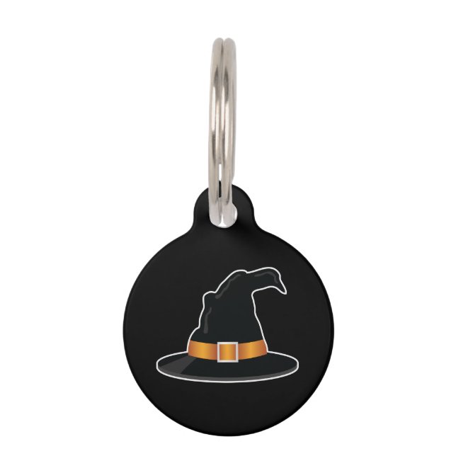 Witch's Hat With Orange Color Witch Hat Halloween Pet ID Tag (Front)