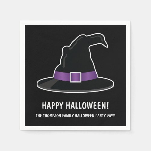 Witchs Hat With Purple Details Happy Halloween Napkins