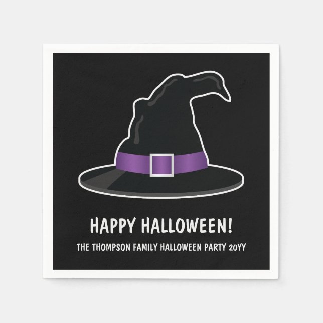 Witch's Hat With Purple Details Happy Halloween Napkins (Front)