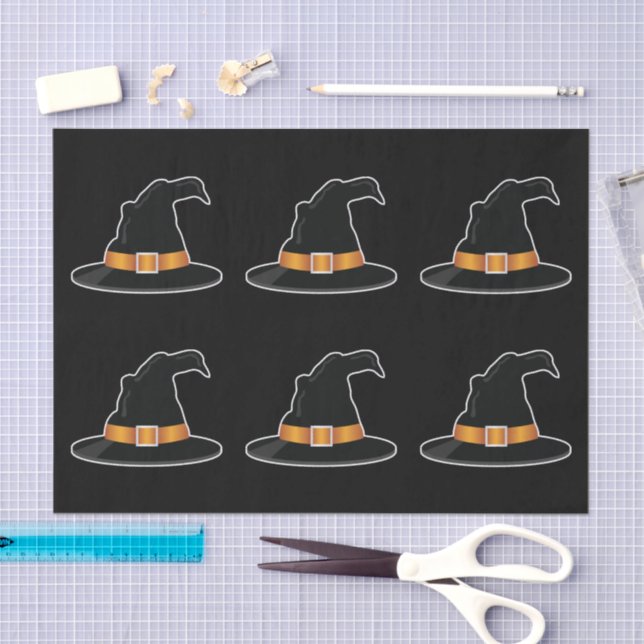 Witch's Hats Orange Witch Hat Halloween Pattern Tissue Paper (Craft)