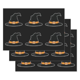 Witch's Hats Orange Witch Hat Halloween Pattern Wrapping Paper Sheets