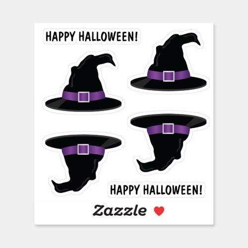 Witchs Hats With Purple Details Happy Halloween Sticker