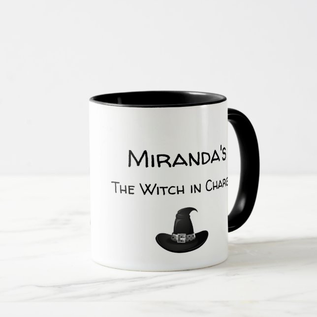 Witch's Kitchen Magic Personalize Name Black Mug (Front Right)