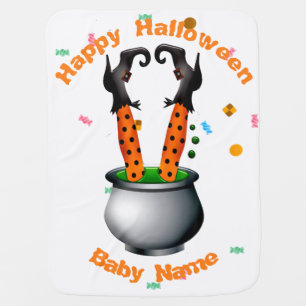 Witch's Legs & Brew in Orange & Black Baby Blanket