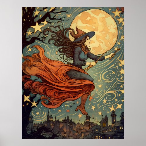 Witchs Midnight Flight Poster