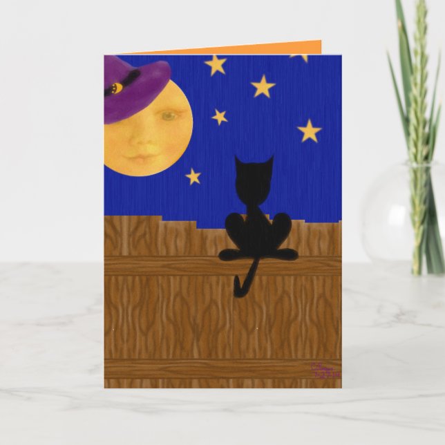 Witch's Moon Halloween Birthday Greeting Card (Front)