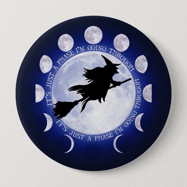 Witch's Moon Phase Badge Pinback Button (Front)