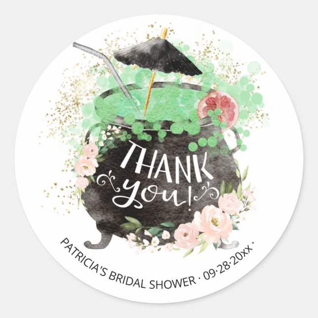Witch's Punch Cocktail Halloween Bridal Shower Classic Round Sticker (Front)