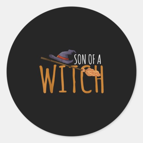 Witch's son halloween hat  classic round sticker