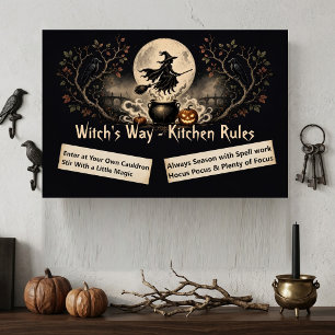 Witch's Way Kitchen Rules Vintage Halloween Mystic Gallery Wrap