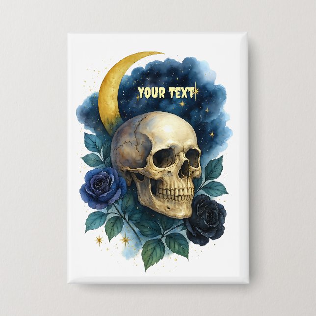 Witchy Aesthetic Gothic Floral Halloween Creepy  Button (Front)