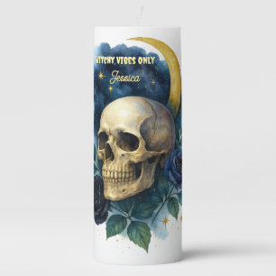Witchy Aesthetic Gothic Floral Halloween Creepy Pillar Candle
