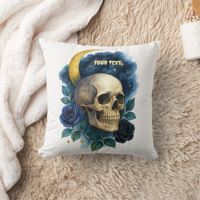 Witchy Aesthetic Gothic Floral Halloween Creepy  Throw Pillow (Blanket)