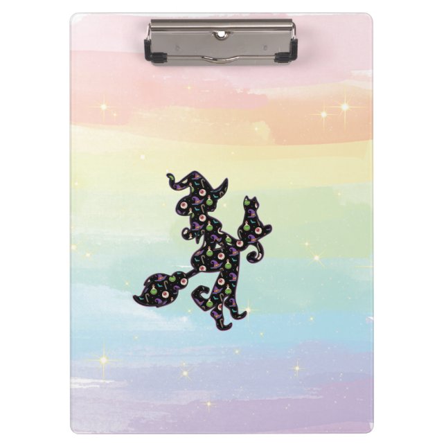 Witchy And Cat, Halloween Mood Clipboard (Front)