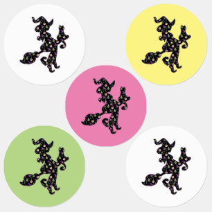Witchy And Cat, Halloween Mood Labels