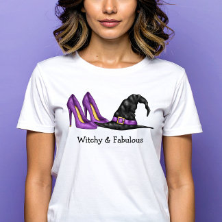 Witchy And Fabulous Hat and Heels Cute Halloween T-Shirt