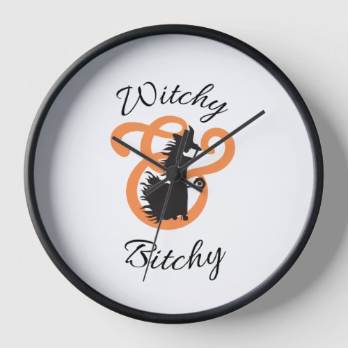 witchy  bitchy round wall clock