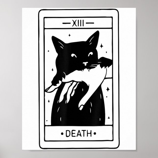Witchy Black Cat Halloween Tarot Card Funny For Me Poster (Front)