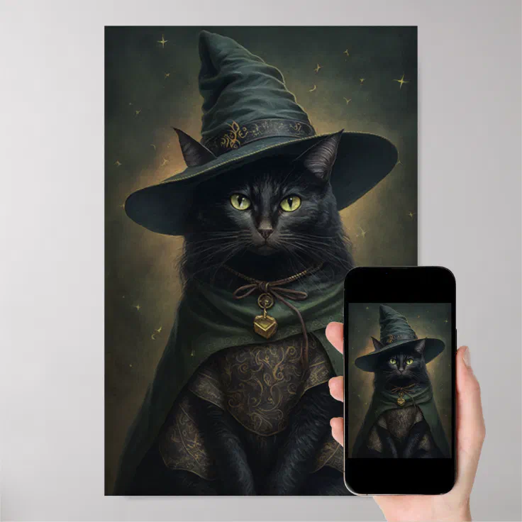 Witchy Black Cat - Vintage Style Halloween Poster (Downloadable)