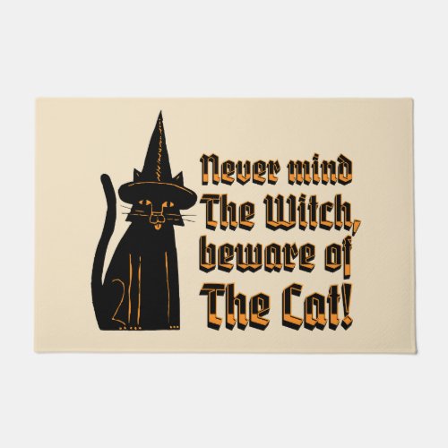 Witchy black cat witchs familiar vintage  doormat