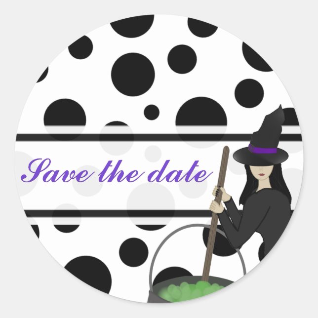Witchy Brew Save the date Stickers (Front)