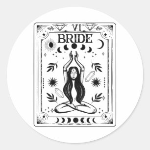 Witchy Bride Coven Tarot Celestial Gothic Bachelor Classic Round Sticker
