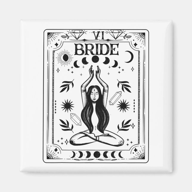 Witchy Bride Coven Tarot Celestial Gothic Bachelor Magnet (Front)