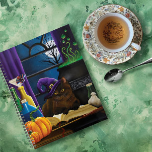 Witchy Brown Cat Magic Purple Full Moon Brewing Planner