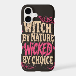 Witchy by Nature Wicked by Choice Halloween Pink iPhone 17 Case