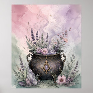 Witchy Caldron Lavender Crystal Whimsigoth Poster