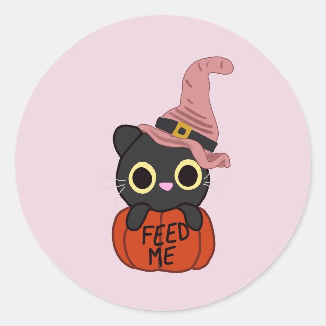 Witchy Cat Classic Round Sticker (Front)