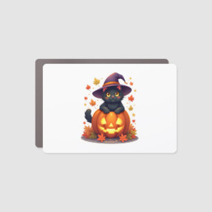 Witchy Cat in a Pumpkin Hat Car Magnet