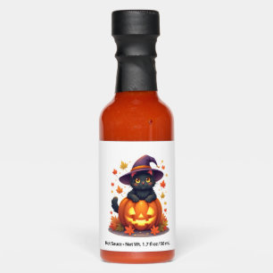 Witchy Cat in a Pumpkin Hat Hot Sauces