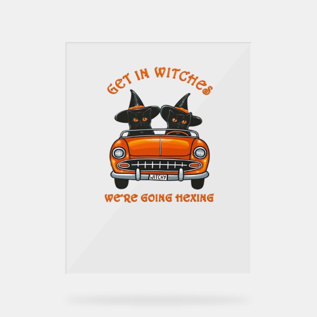 Witchy Cats Going Hexing Oversized T-Shirt Acrylic Sign (Front)