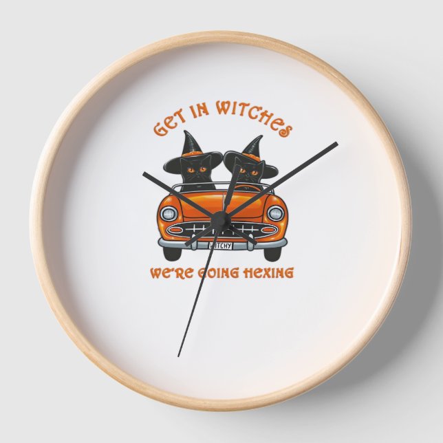 Witchy Cats Going Hexing Oversized T-Shirt Clock (Front)
