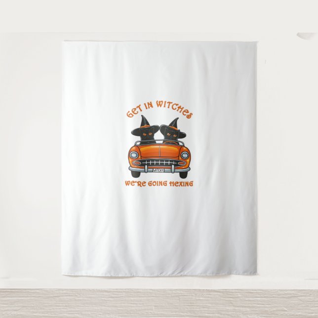 Witchy Cats Going Hexing Oversized T-Shirt Tapestry (Front)