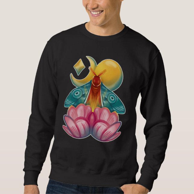 Witchy Celestial Lunar Moth Crescent Moon Cottagec Sweatshirt (Front)