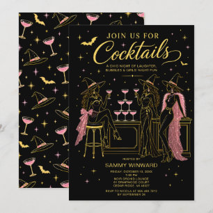 Witchy Cocktails Halloween Girls Night Invitation