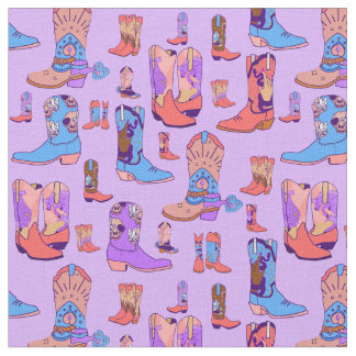 witchy cowgirl cowboy boots rodeo festival fabric