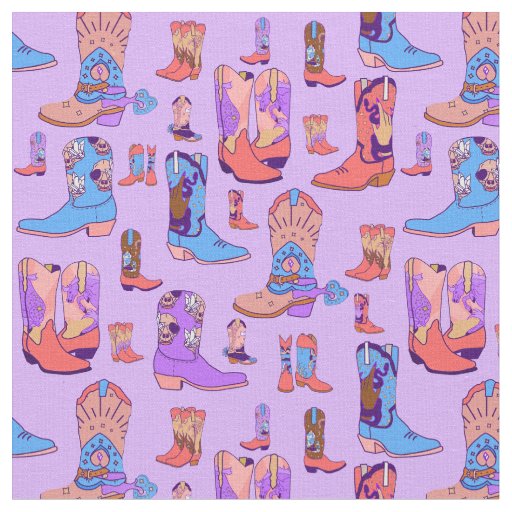 witchy cowgirl cowboy boots rodeo festival fabric