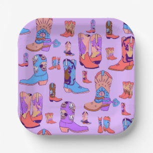witchy cowgirl cowboy boots rodeo festival paper plates