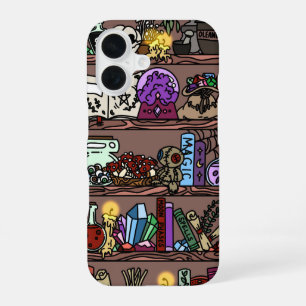 Witchy Cozy Bookshelf Clutter iPhone 16 Case