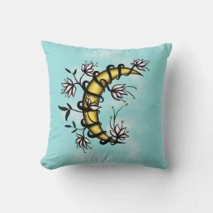 Witchy Crescent Moon Floral Wiccan Throw Pillow