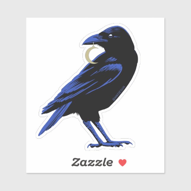 Witchy Crow With Moon Necklace Sticker (Sheet)
