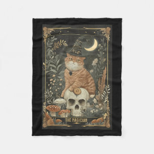 Witchy Cute Cat Tarot Card Gothic Cottagecore Mush Fleece Blanket