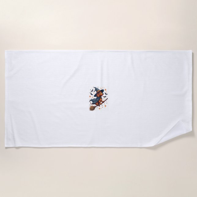 Witchy Dachshund Delight Beach Towel (Front)