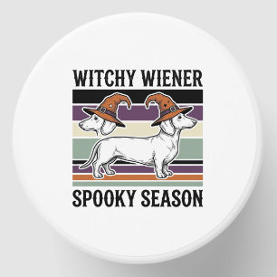 Witchy Dachshund Halloween Vintage Engraving Dog S Mini Candle Favors